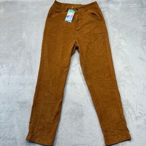 Romwe Pants Women's Small Corduroy Camel Brown High Waisted Straight Leg Trouser